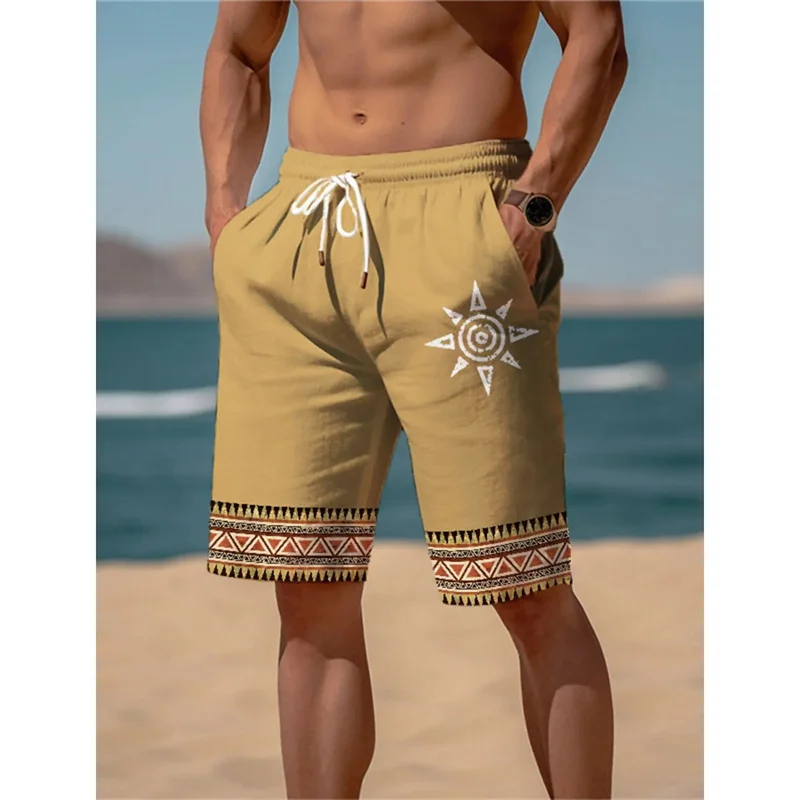 Swirl Marks Pattern Swim Trunks For Men Ethnic 3D Print Short Pants Summer Casual Breathable Fitness Street Loose Beach Shorts 2