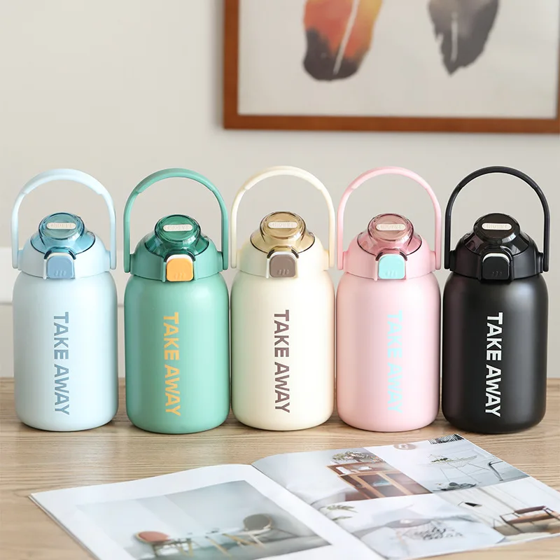 850ml Cute Stainless Steel Thermos Water Bottle Portable Insulated Coffee  Tea Beer Tumbler Travel Thermal Cup Hot Cold Drinks - AliExpress