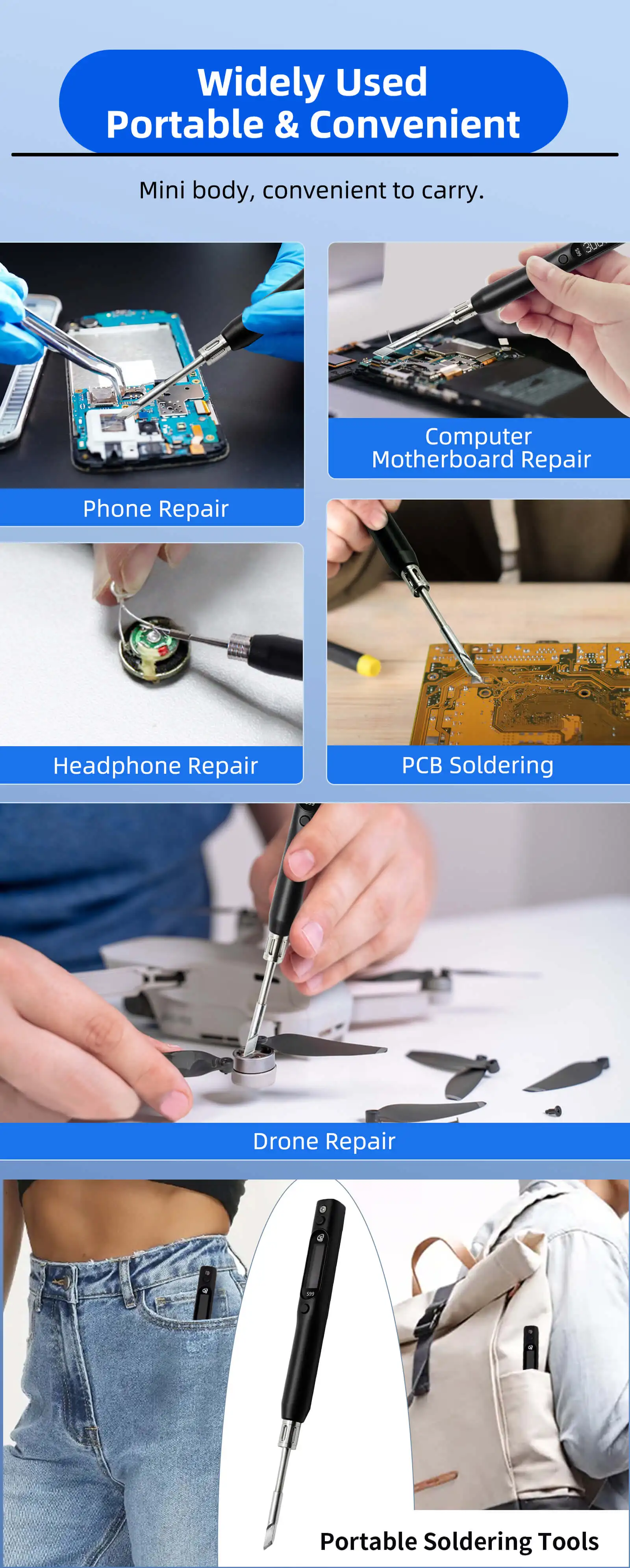 S2fe07e5ad53a4b87ad9bbd8ef8ec6f77X SEQURE S99 Soldering Iron Compatible with JBC245 Tip Support PD|QC|DC|PPS Power Supply for Drone RC Model Welding Repair Tool