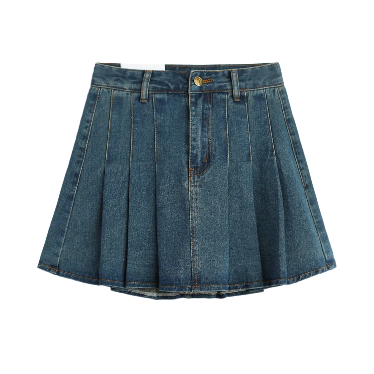 

Spring and Autumn New Bm Style Sweet and Spicy High Waist Slimming Denim Skirt Pleated Skirt A- line Skirt