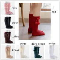 1 Pair Autumn Winter Girl Boy Toddler Kids Children Cotton Pompom Socks Leg Warmers Baby Socks 6