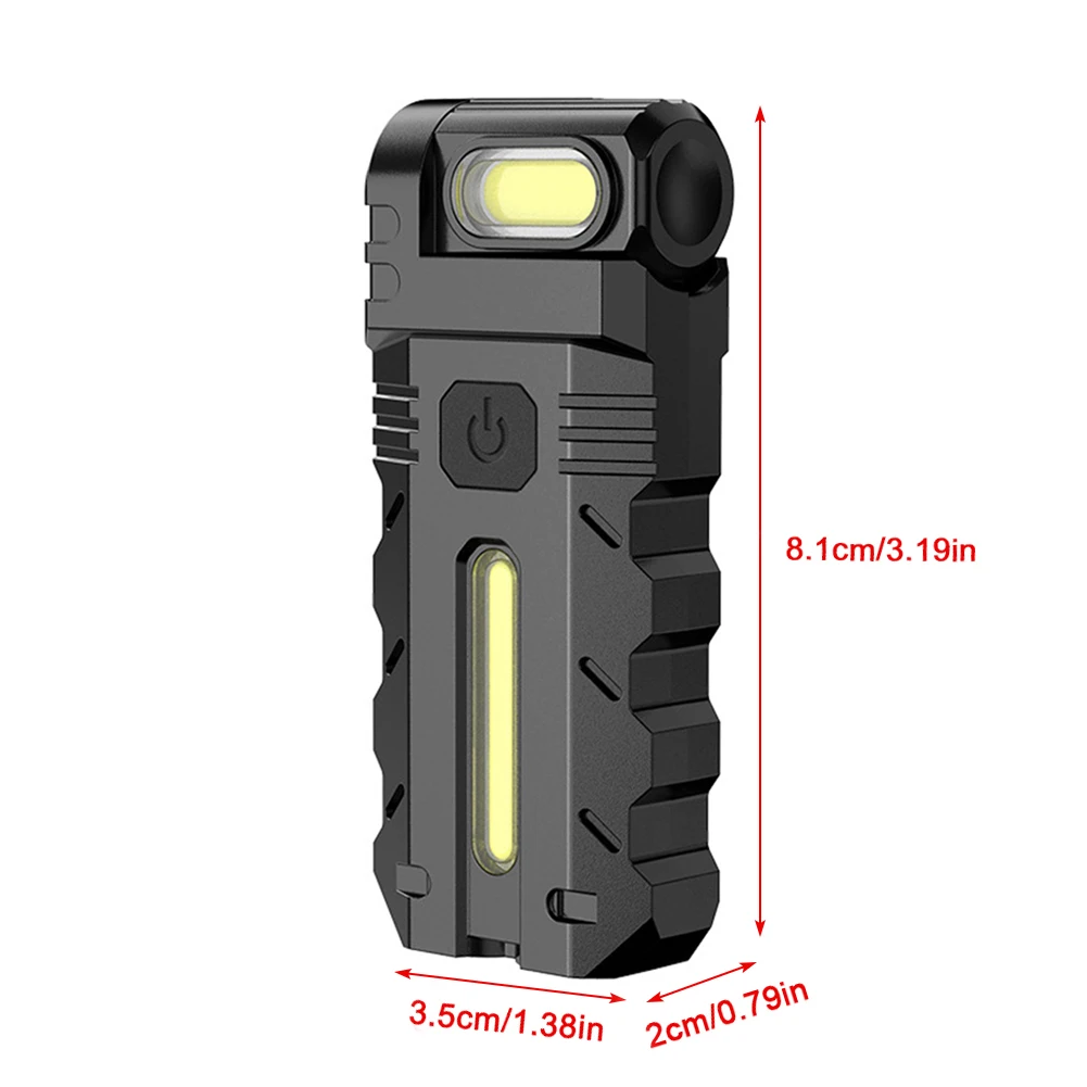 Magnetic LED Flashlight Compact Torch USB Rechargeable EDC Pocket Flashlight Waterproof Portable Work Light for Camping Hiking