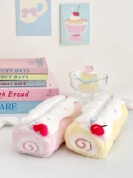 Swiss Roll Pencil Case - Kawaii Plush Stationery Box For School Girls, Cute Ins Style Large Capacity Pen Holder  1