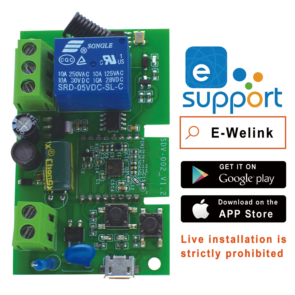WiFi Smart Switch Module Timing Garage Controller 433mhz Remote Control 1CH Relay Receiver Voice Control Alexa EWelink APP