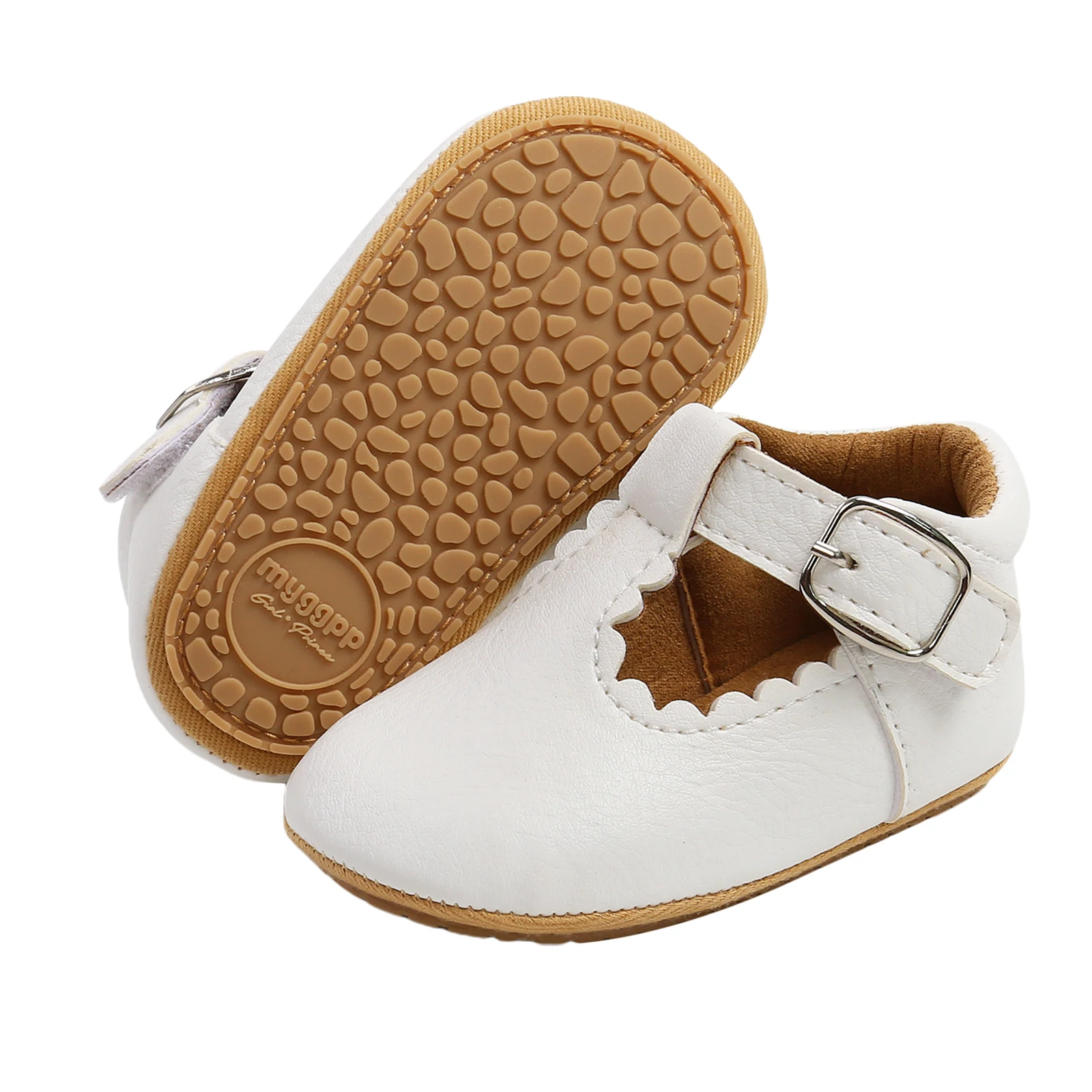 Baby Shoes Infants Girl Anti Slip Leather Shoes Walking Decoration Anti-Slip Ruffle Hem Birthday Gift Sneaker Leopard / Solid 0-18M