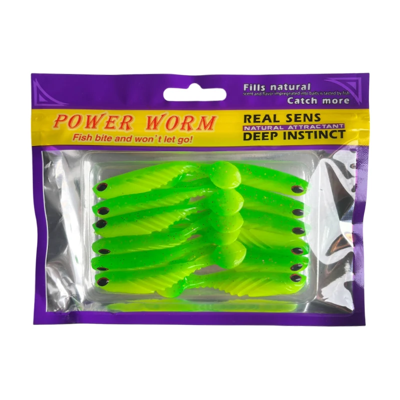 12 Stück T-Tail Soft Bait Universal-Köder für Süß- und Salzwasser, kleine Größe zum Angeln auf Barsch und Barsch, 3 g/Stück