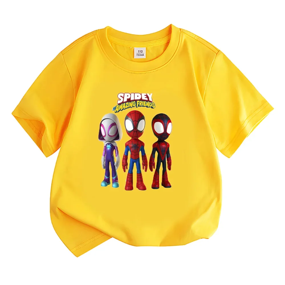 Spidey and His Amazing Friends T-shirts Summer Comfortable Children's Cotton Tops New Pattern Boys Girls Short Sleeve Tshirts 5