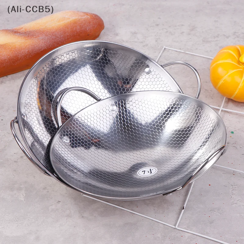 1Piece Stainless Steel Outdoor Gas Stove and Alcohol Stove Special Small Hot Pot Chinese Frying Pan Camping Cookware