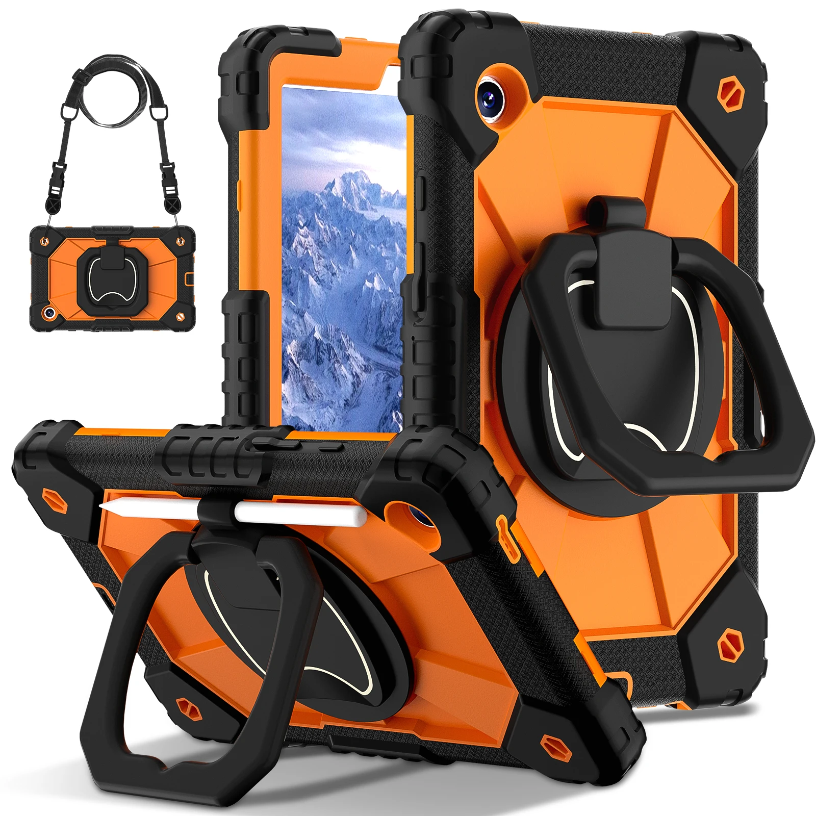 360-Degree Rotating Kids Tablet Case with Shoulder Strap