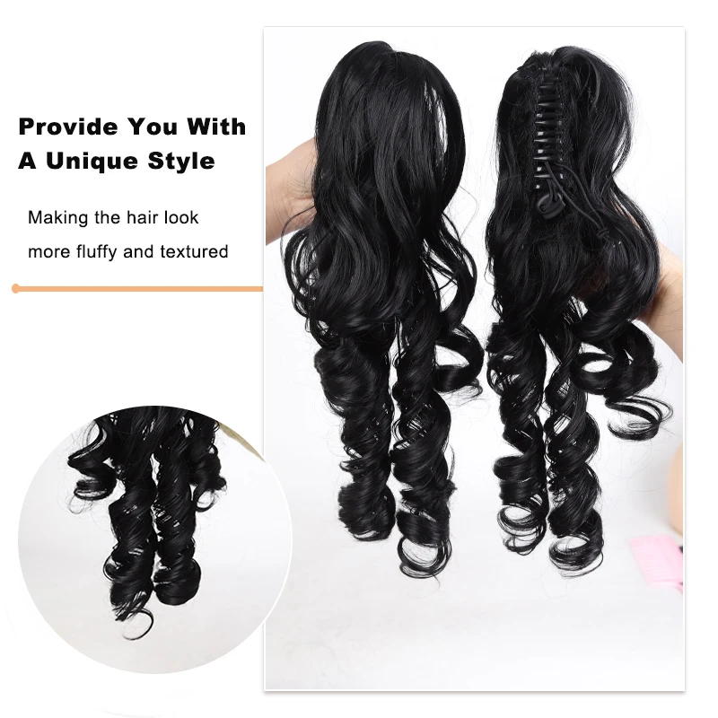 LUPU Lolita Wigs Double Ponytail Wigs Women's Tiger Mouth Hair Clips Doll-Like Roman Curls Sweet and Cute Lolita Wigs