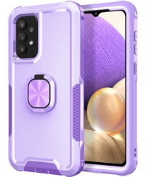 Heavy Duty Rugged Shockproof 3 - Layer Phone Case with Anti - Skid Design for A73 5G (Purple)