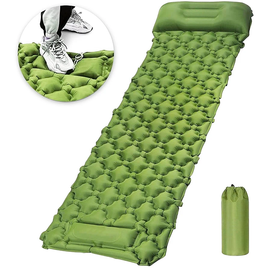 Outdoor Sleeping Pad Camping Inflatable Mattress with Pillows Travel