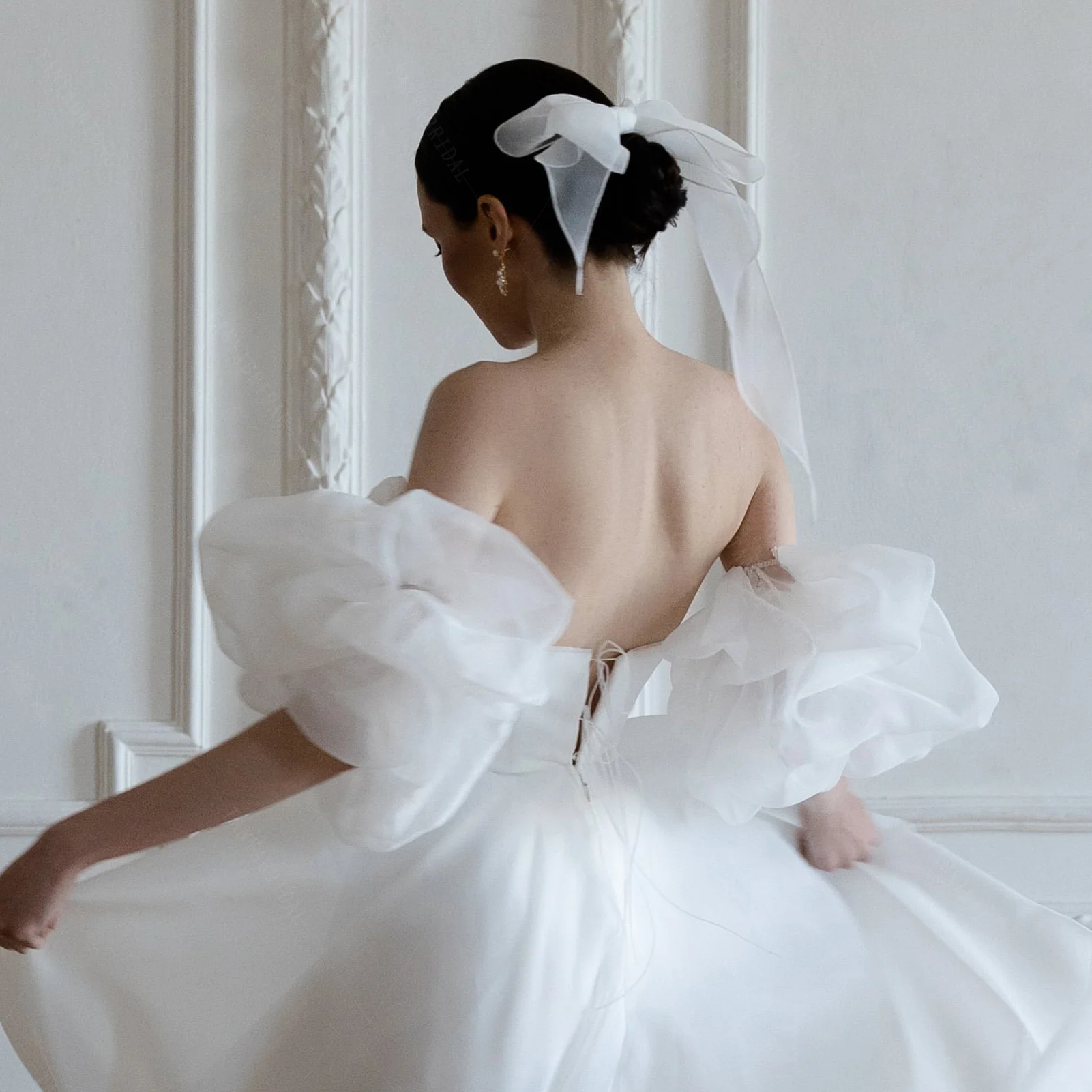 Detachable Short Organza Sleeves For Wedding White Ivory Black Puffy Sleeve Bridal Accessories Fingerless Gloves