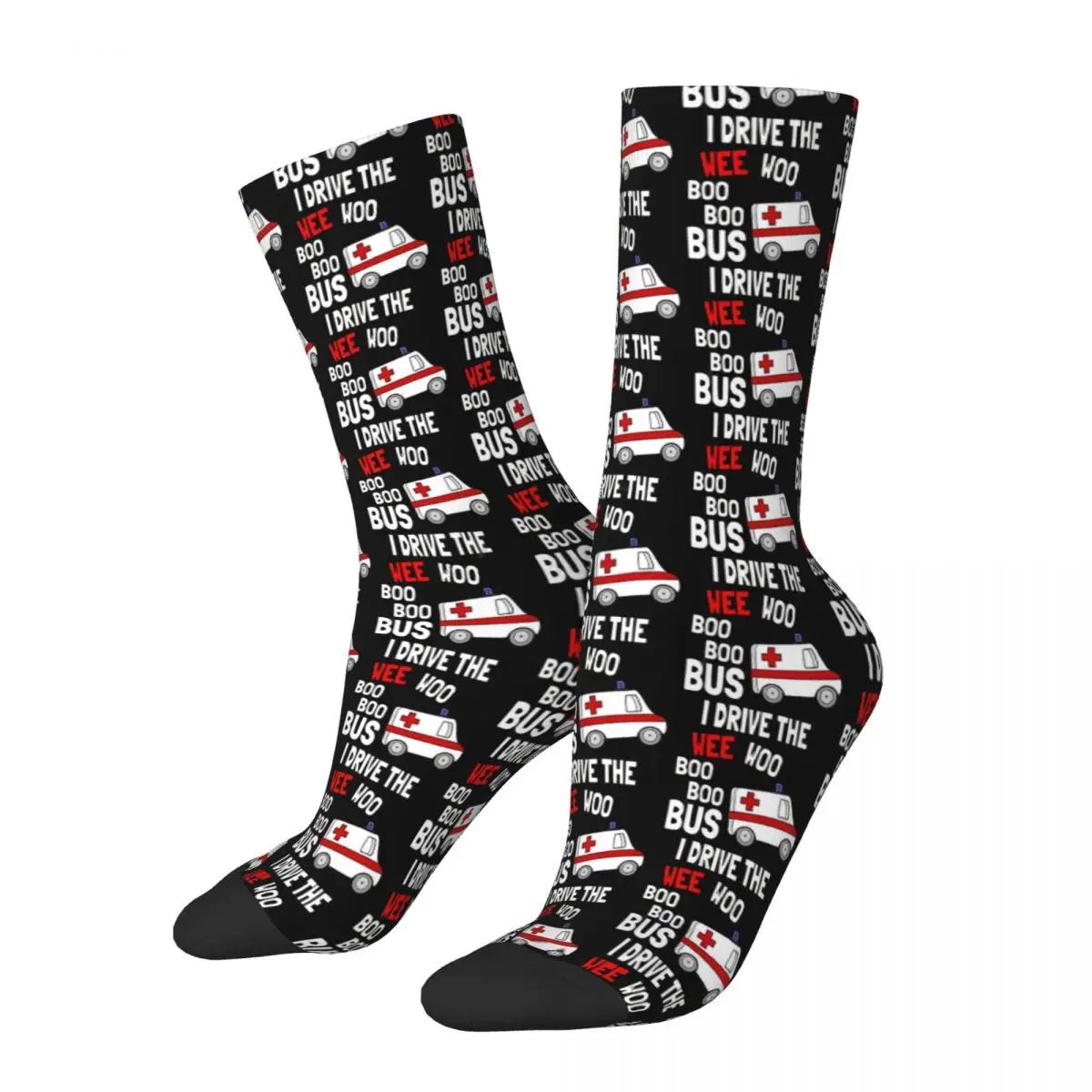 

I Drive The Wee Woo Boo Boo Bus Ambulance Ambulances Meme Socks Male Mens Women Summer Stockings Printed