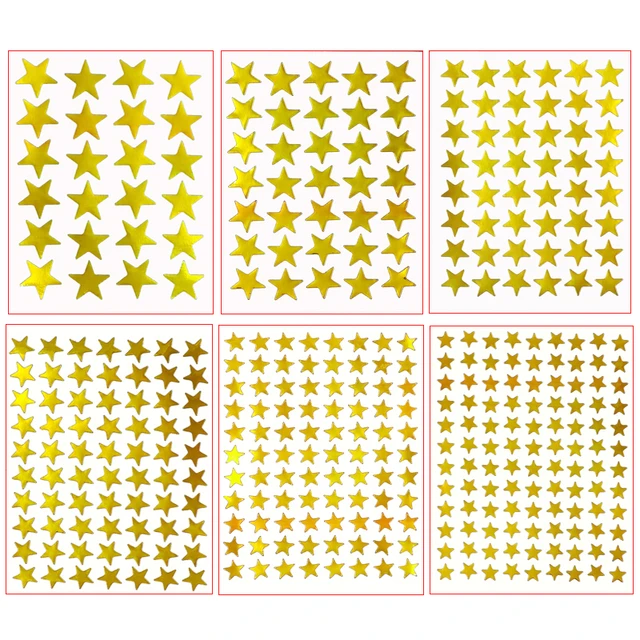 Golden Star Stickers Seals Reward At School Classroom, Foil Star