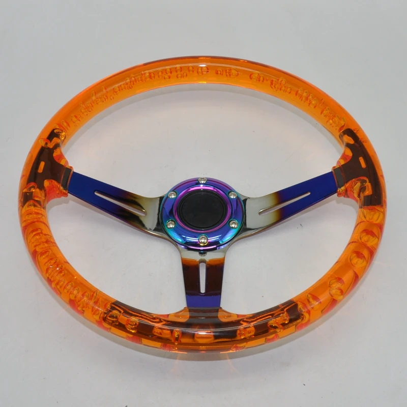 新品 現品限り! アクリル ステアリング 14inch クリアー 透明アクリルレーシングホイール,14インチ,350mm,トレンディ