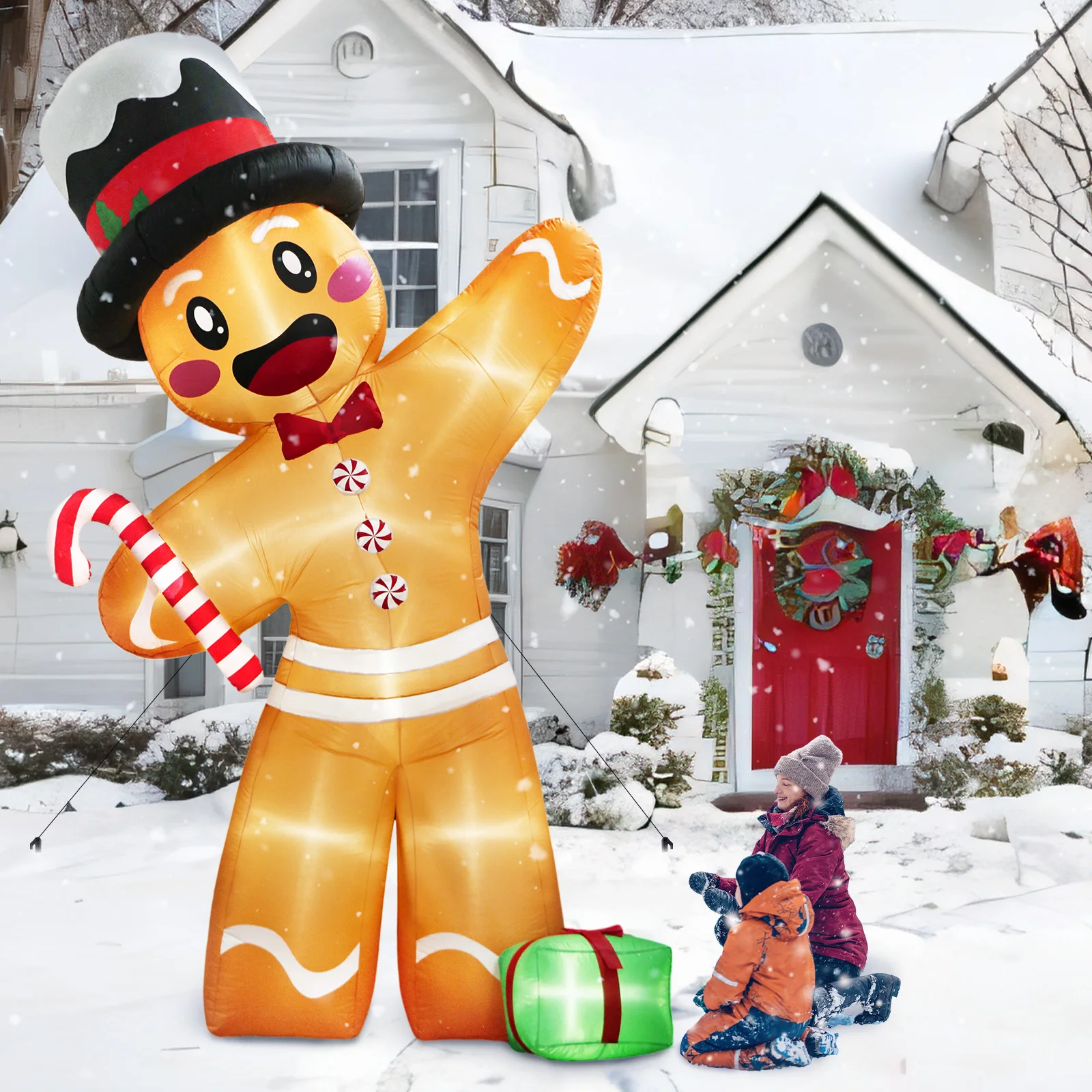 OurWarm 12FT Gingerbread Man Christmas Inflatables Christmas Inflatables Outdoor Decorations Blow Up for Yard Lawn Decorations images - 6