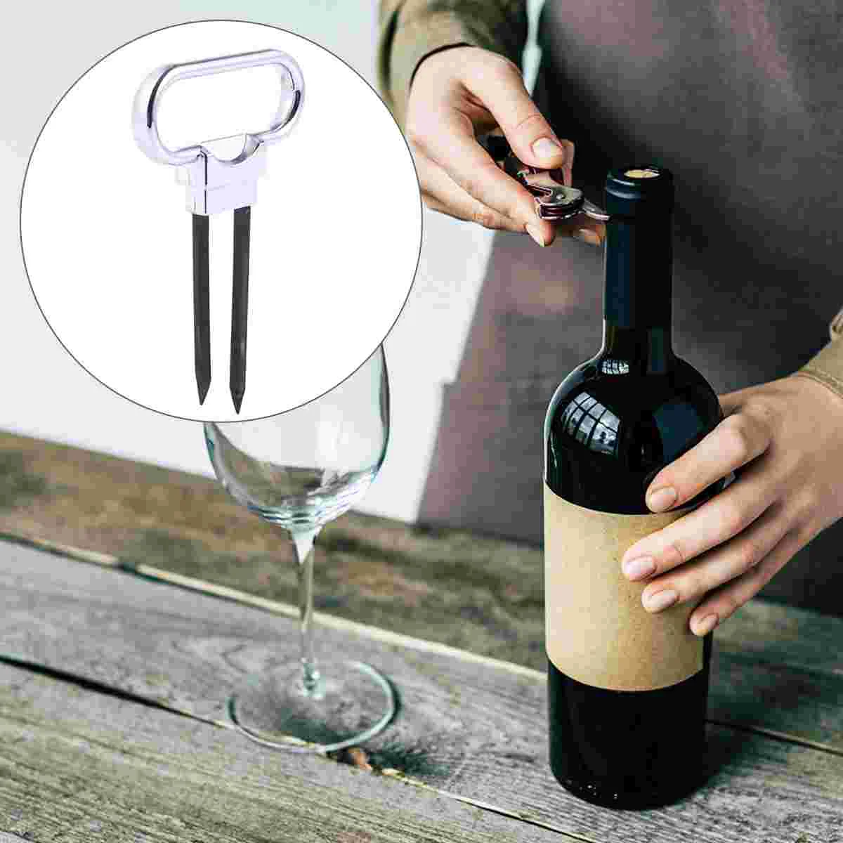 

Cork Remover Beer Opener Two- Prong Cork Puller with Cover Bottle Opener Beverage Opener Party Favor Party Supplies for