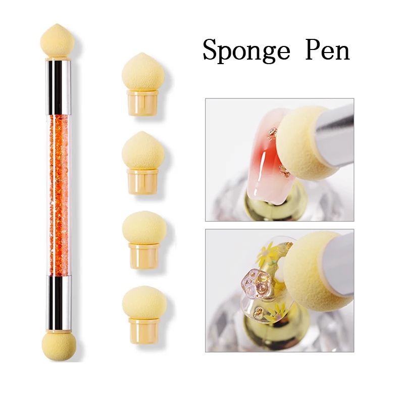 

BOZLIN Double Headed Sponge Nail Art Pen Blooming Gradient Effect Brush Painting Pointed Round Head Shading Pen Tools Manicure