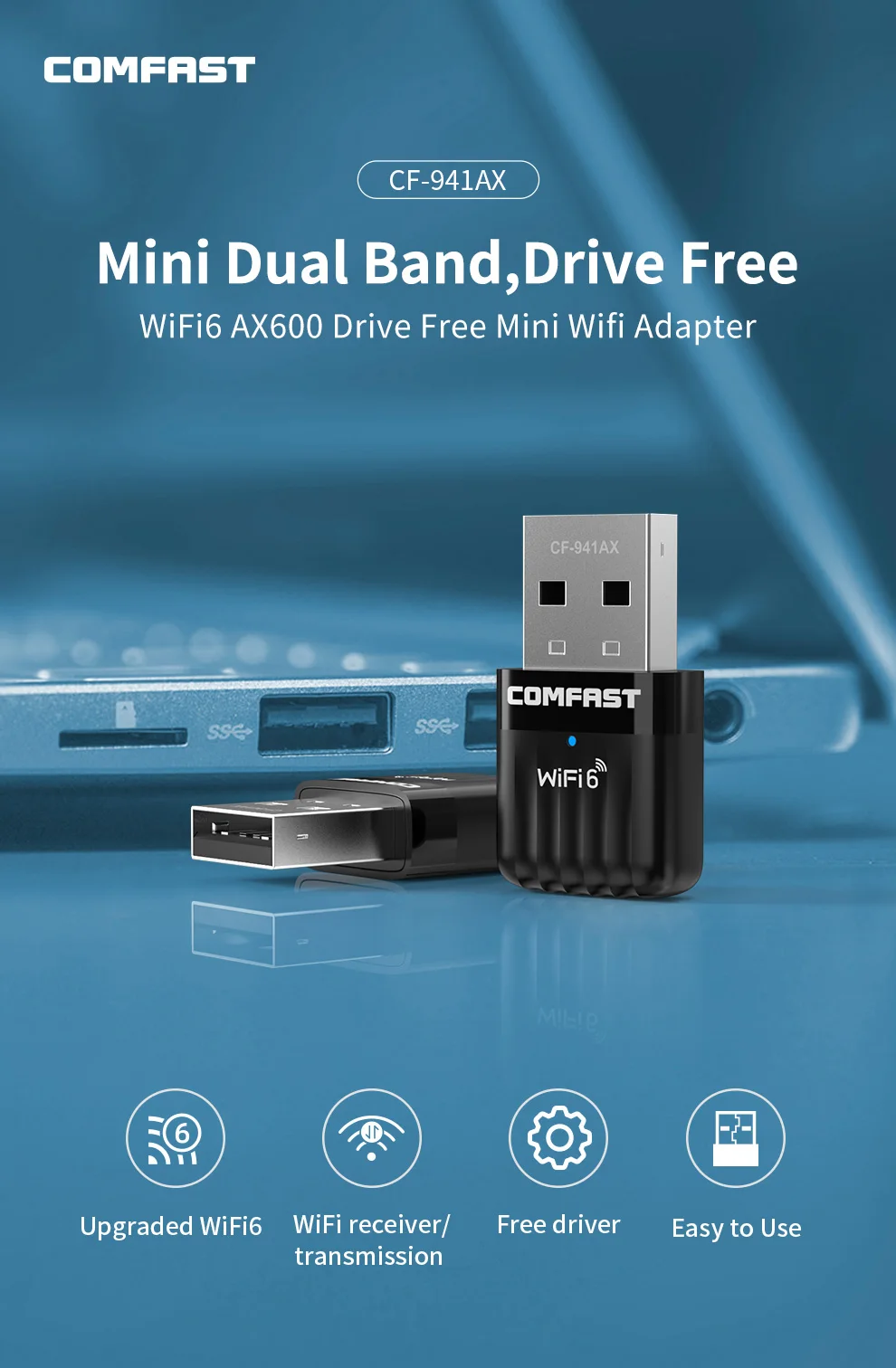 COMFAST USB WiFi 1300Mbps Dual Band adapter kopen COMFAST USB WiFi 1300Mbps Dual Band adapter kopen