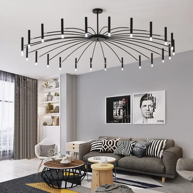 

Nordic Ring Linear Metal Ceiling Chandelier for For Living Dining Room Office Desks Bar Pendant Lamp Home Decor Light Fixture