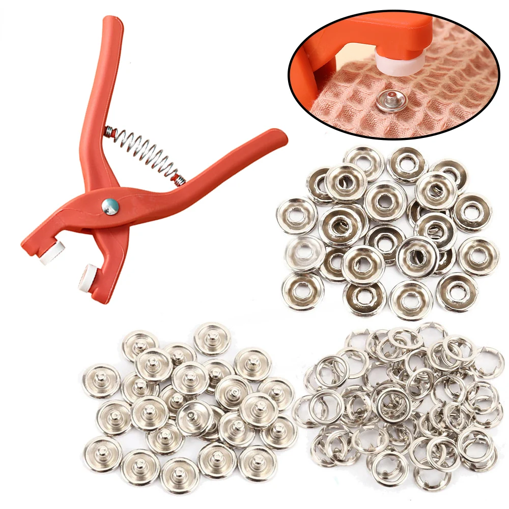 Plier Tool 50pcs Metal Snap Button Thickened Snap Fastener Kit Diy Craft Supplies For Installing Clothes Bag Sewing Accessories