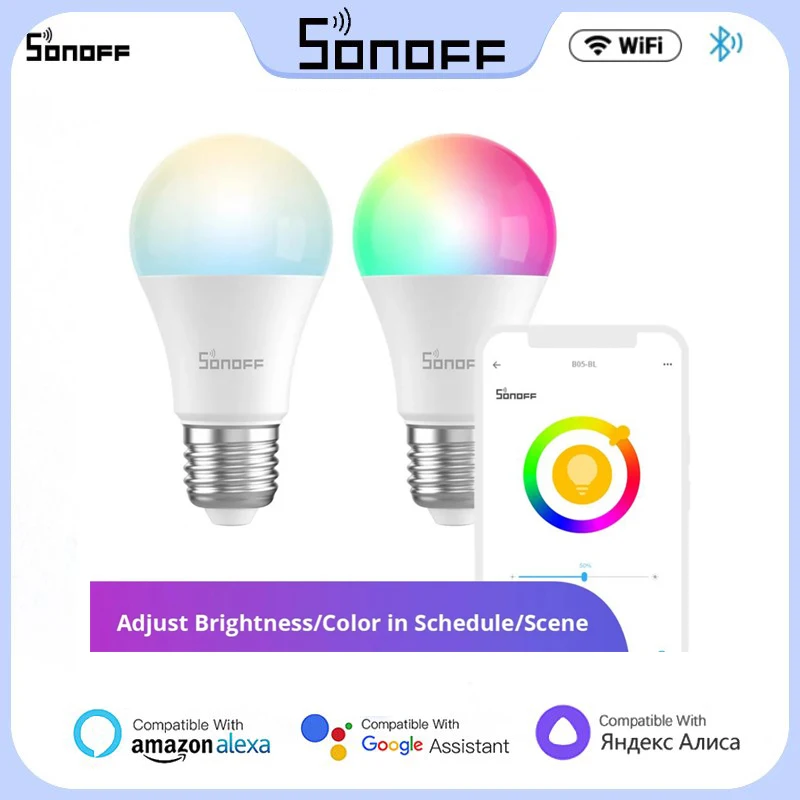 Sonoff B02-Bl/B05-Bl Wi-Fi Smart Led Bulb E26 E27 Led Lamp Warm White Dimmerabile Controllo Vocale Per Alexa E Google Home
