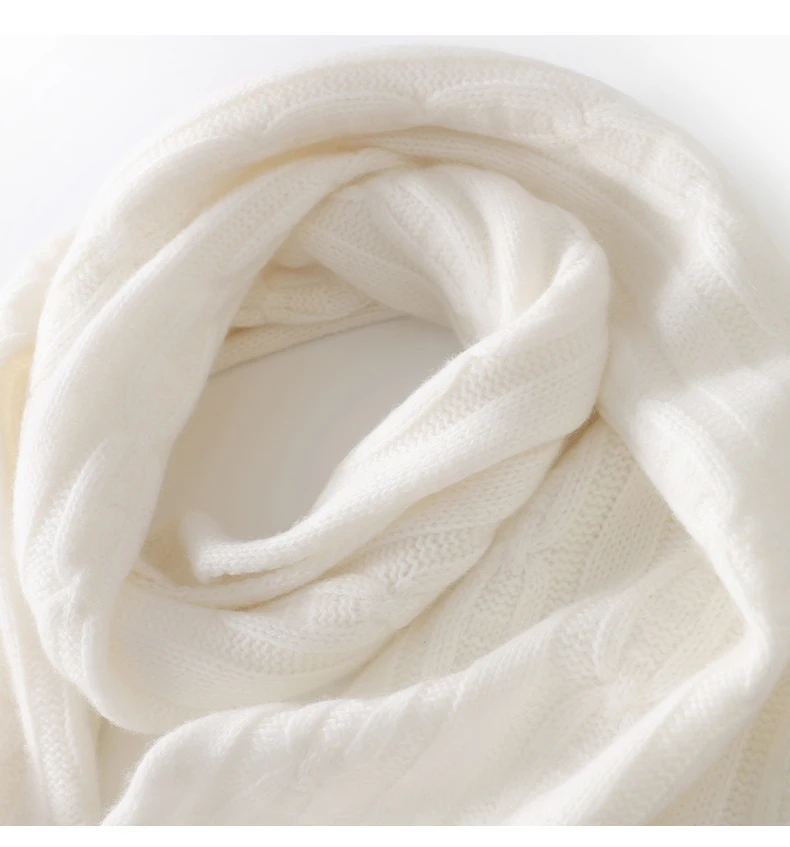 100 % Kaschmir Herbst Winter Dreilagiges Twist-Muster Unisex-Schal Halswärmer Schal Kältebeständige, verdickte Halsmanschette – Detail 17