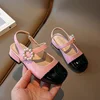 Patent Leatherette Heeled Slingback Sandals for Girl Elegant Wedding Party Shoes Kids Luxury Pearl Buckle Brand Design Sandalias 3