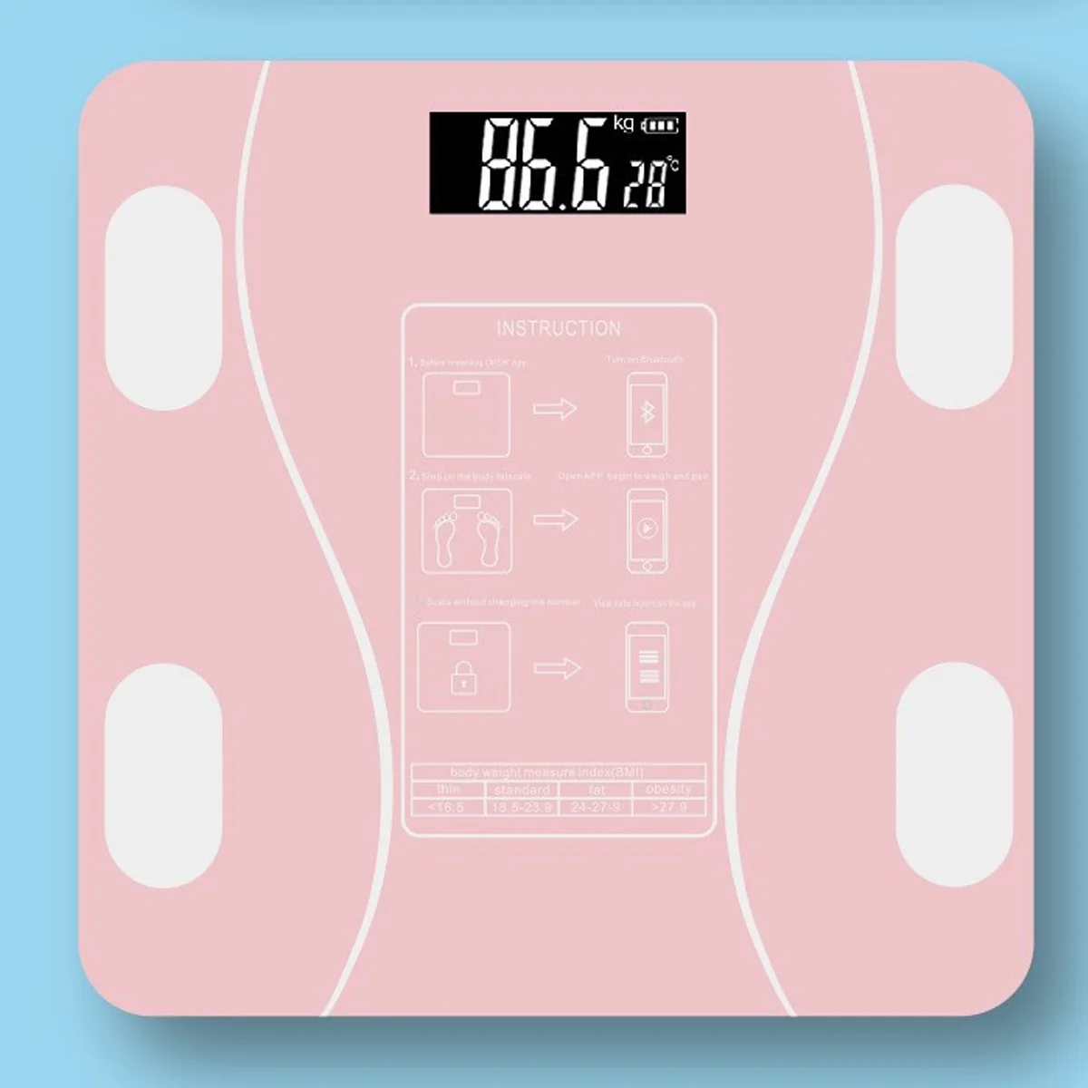 Electronic Scale Weight Scale Intelligent Health Wireless Bluetooth Bathroom Smart Scale with Large Display Screen Smartphone Application