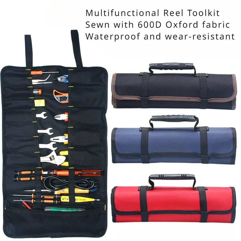 

Electrician Maintenance Reel Type Storage Bag Roll Multifunctional Tool Kit Thickened Wear-resistant Canvas Bag