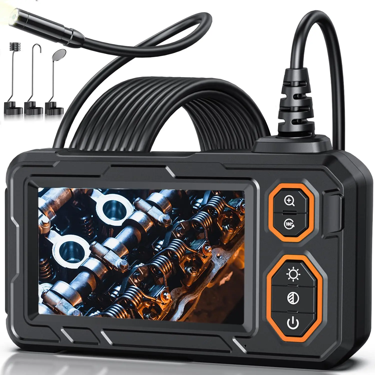 Endoscope Camera with Light, 4.3" Inspection Camera, 1920P HD Borescope with 8 LED Lights, IP67 Waterproof Snake Sewer Tools