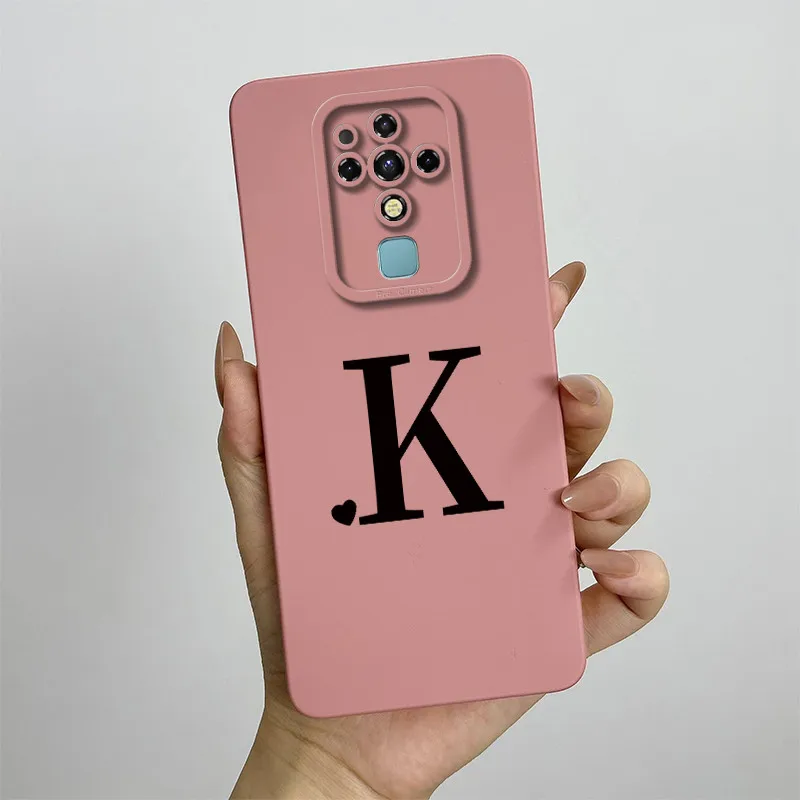 Stylish ShockProof Silicone Back Cover with Cute Letter Design for Tecno Camon 16 Series
