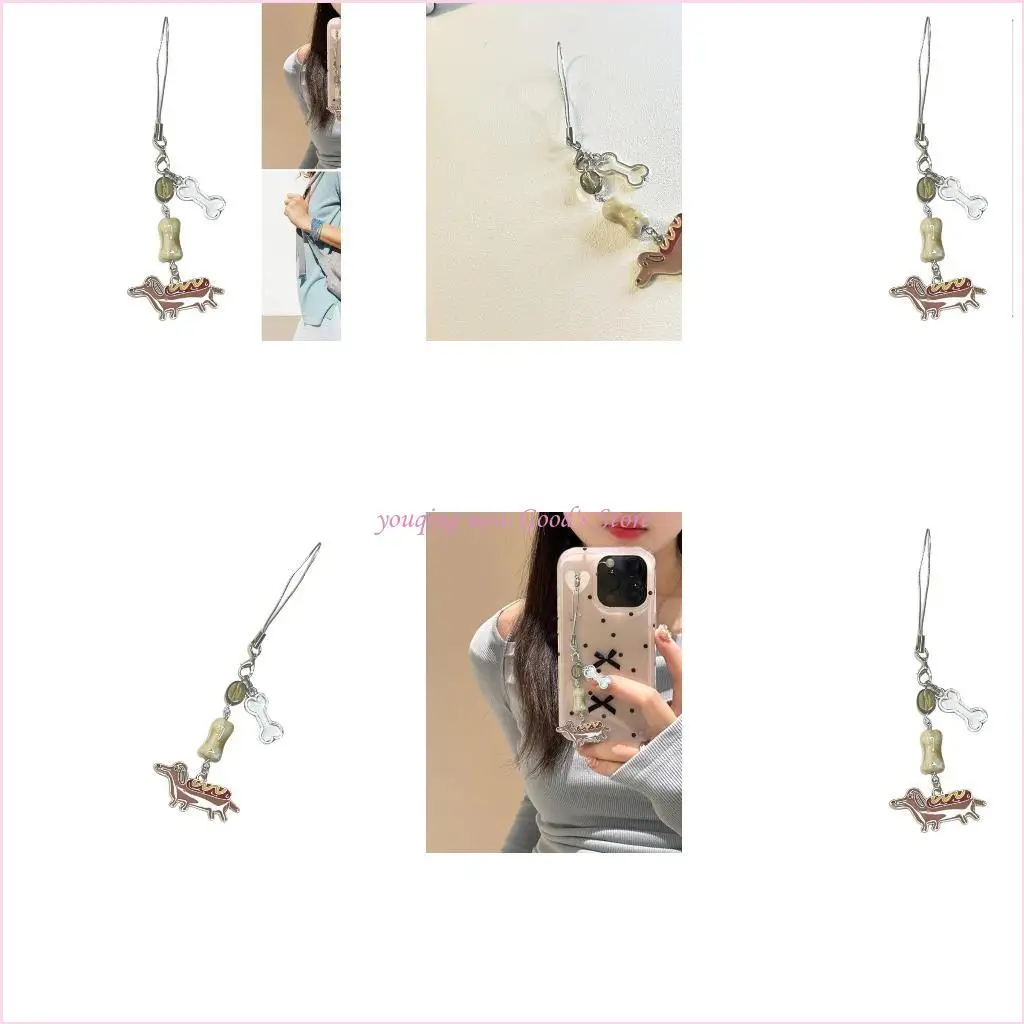 57QA Dackel-Welpen-Schlüsselanhänger für Handys, jugendliches, trendiges Handy-Lanyard-Zubehör