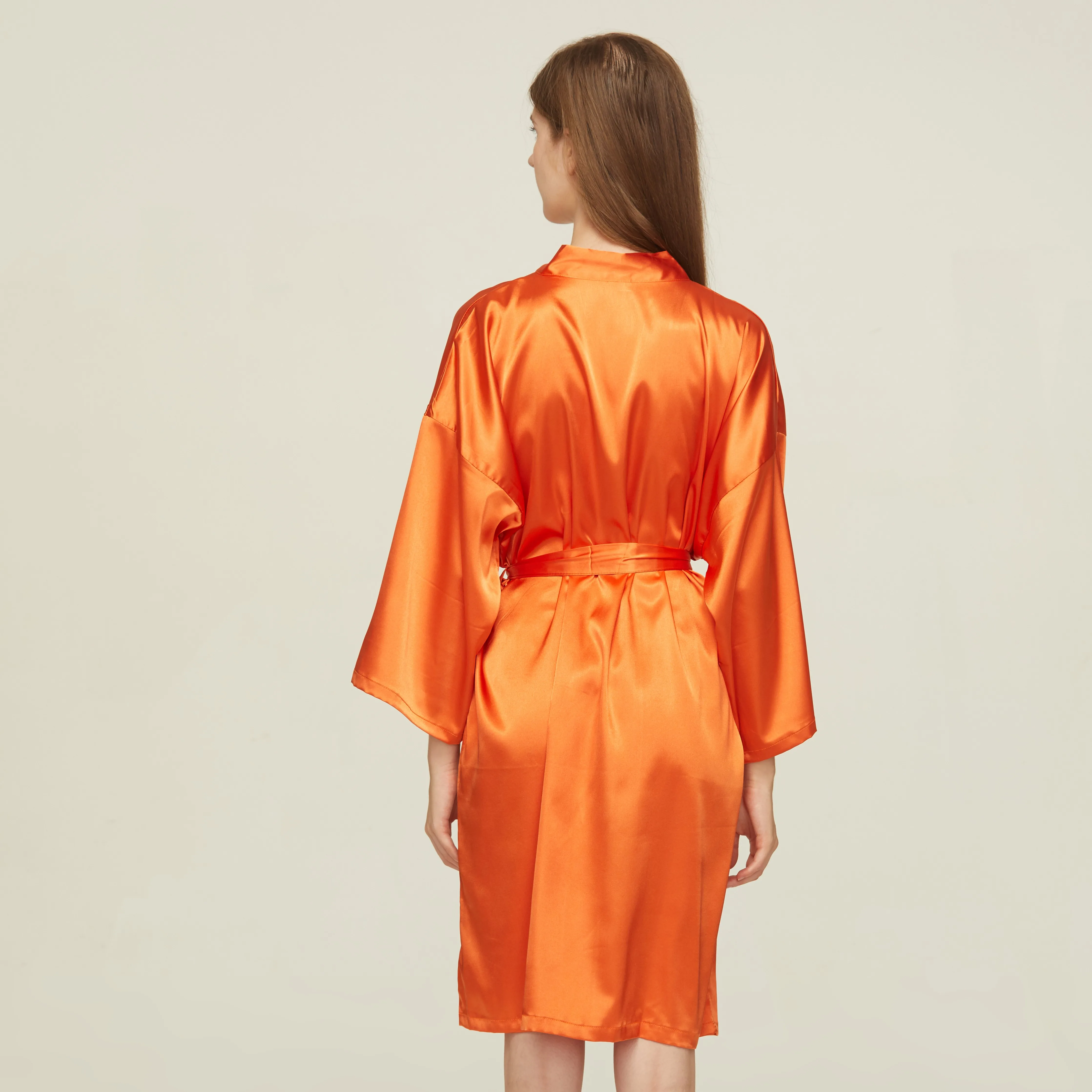 Bride Bridesmaid Robes Satin Solid Robe Orange Silk Robes for Women Ladies Satin Robe Women Wedding