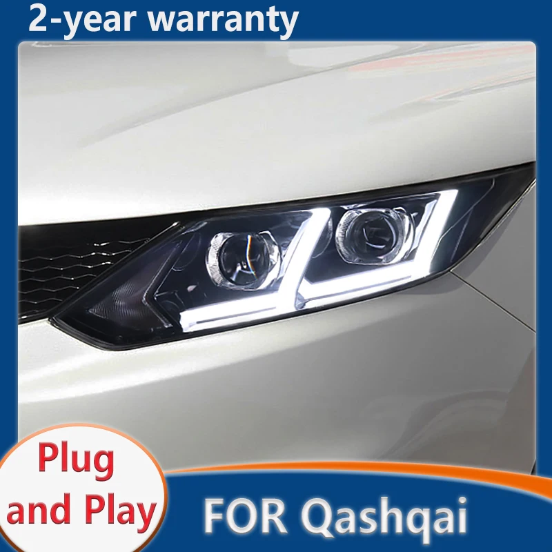 

Передняя фара для Nissan Qashqai, фара 2016 2017 Dualis светодиодный светодиодная фара, дневные ходовые огни, автомобильные аксессуары