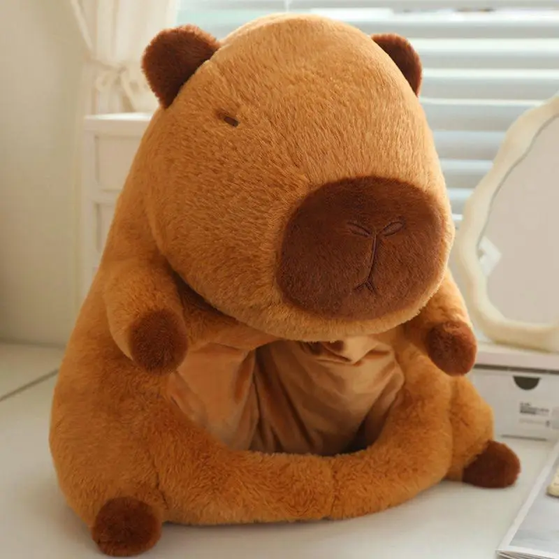 Funny Capybara Headwear Hat Cute Soft Capybara Plush Head Cover Animal Head Masque Cartoon Headwear Stuffed caps