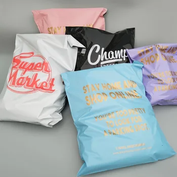 100pcs Mail Shipping Bags Colorful Plastic Gift Shoe Box Packaging Waterproof Packaging Product Express Bags Print Your Own Logo 1