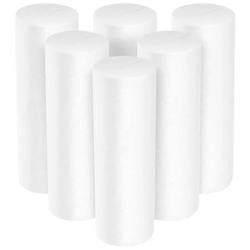 

6pcs Christmas Cylinder Adornments White Modelling Craft Polystyrene Foam Pillar DIY Craft Christmas Party DIY Cylinder