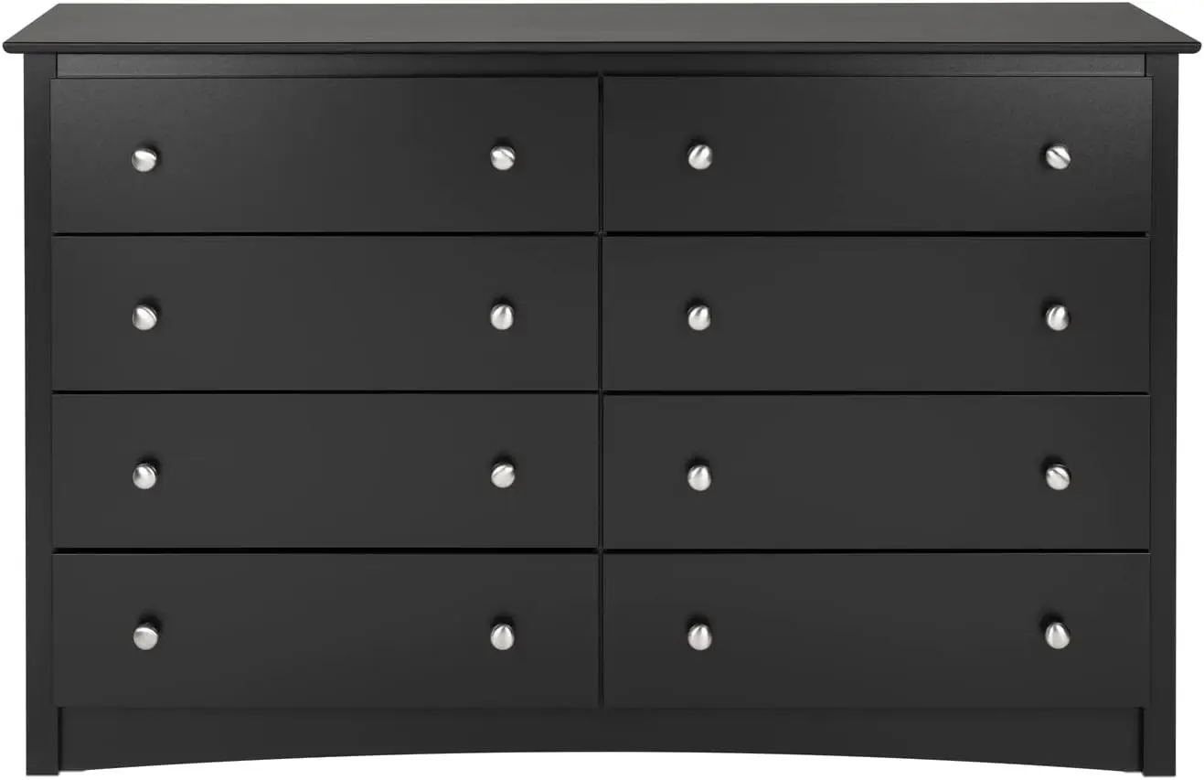 

Prepac Sonoma 8 Drawer Double Dresser for Bedroom, 15.75" D x 59" W x 36.25" H, Black