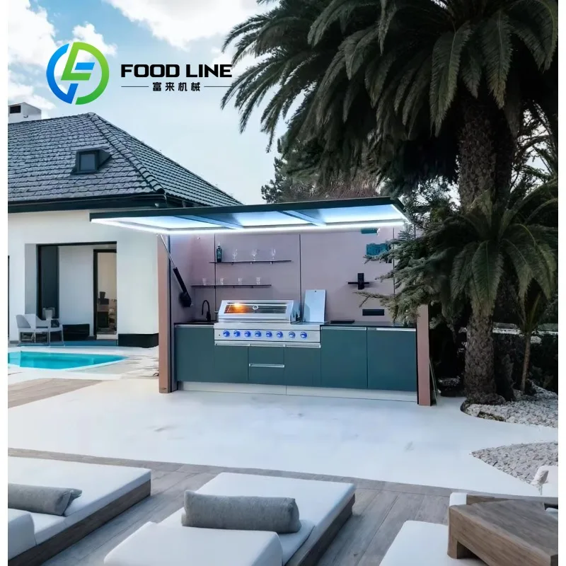 Isola Cucina Modulare Personalizzata per Esterni con Lavello e Armadietto, Stazione di Cottura BBQ per Giardino - immagine 5