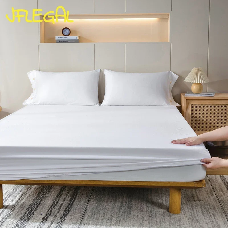 

JFLEGAL White Polyester Fitted Sheet with Elastic Band Bedspread Protective Bed Sheets Hotel Mattress Cover 180x200 Sabanas