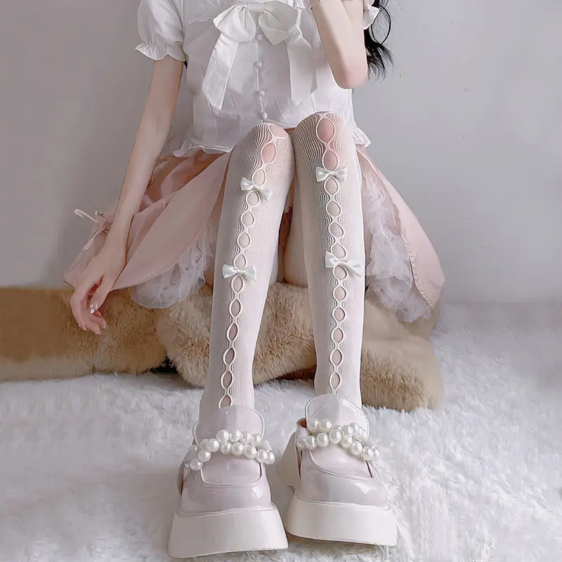 Stockings Cosplay Lolita White, Stockings White Tights Anime