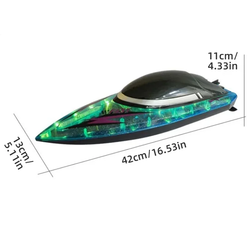 JJRC 2.4G RC Large Speedboat Night Lights Electric Remote Control High-speed Ship Model Waterproof  Kids Toys Water Pool Game 6