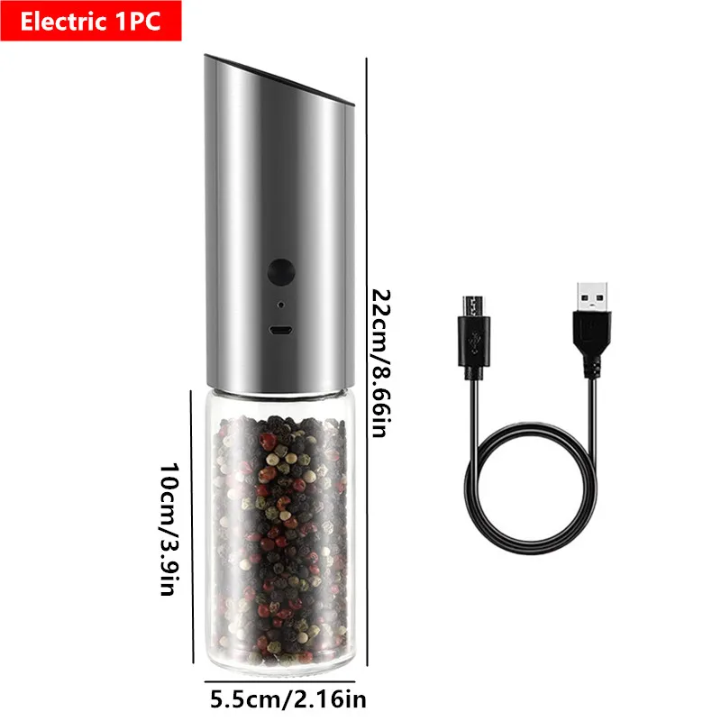  Juego de molinillo eléctrico de sal y pimienta con