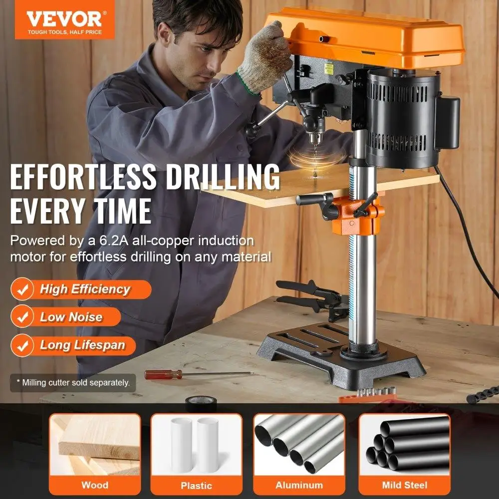 10-Inch Benchtop Drill Press - Adjustable 610-2800RPM Tabletop Drilling Machine 4