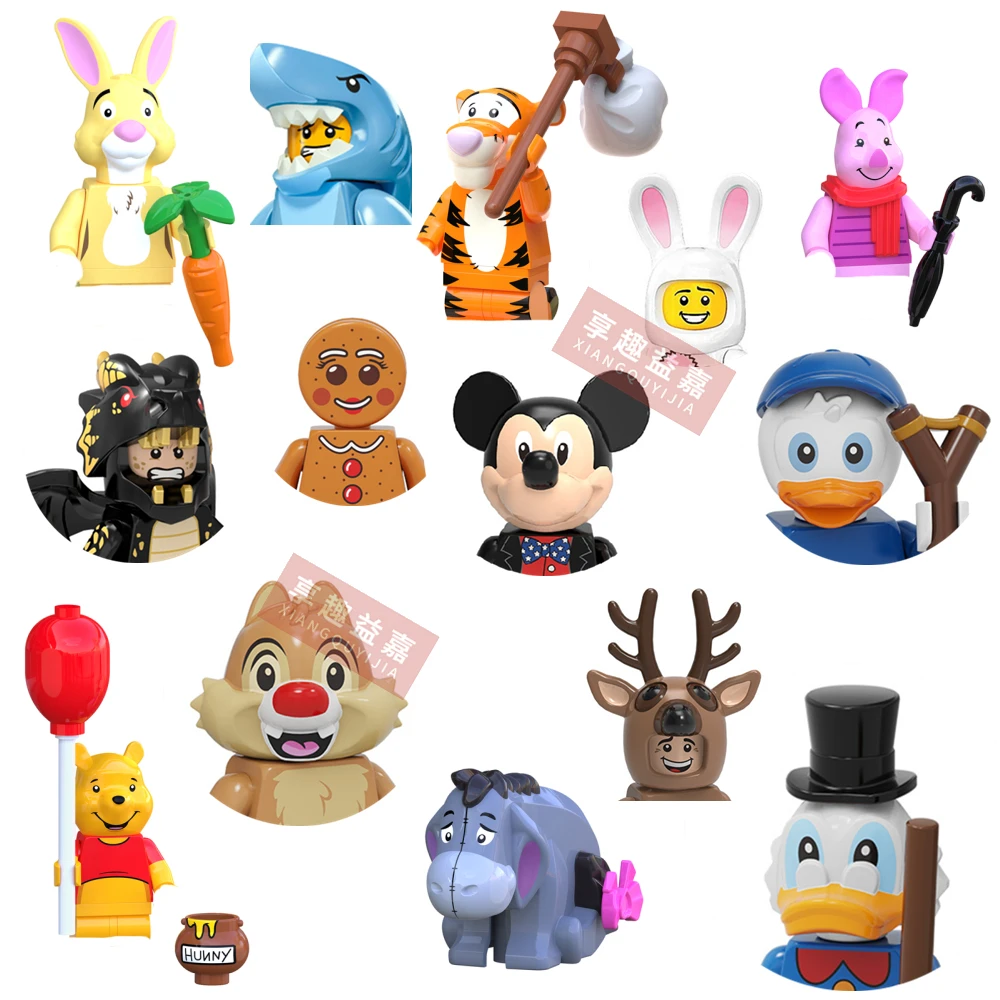 Mini Action Toy Figures Building Blocks Cartoon Dolls Toy Story Mickey Mouse Winnie The Pooh Frozen Stitch Donald Duck Gifts
