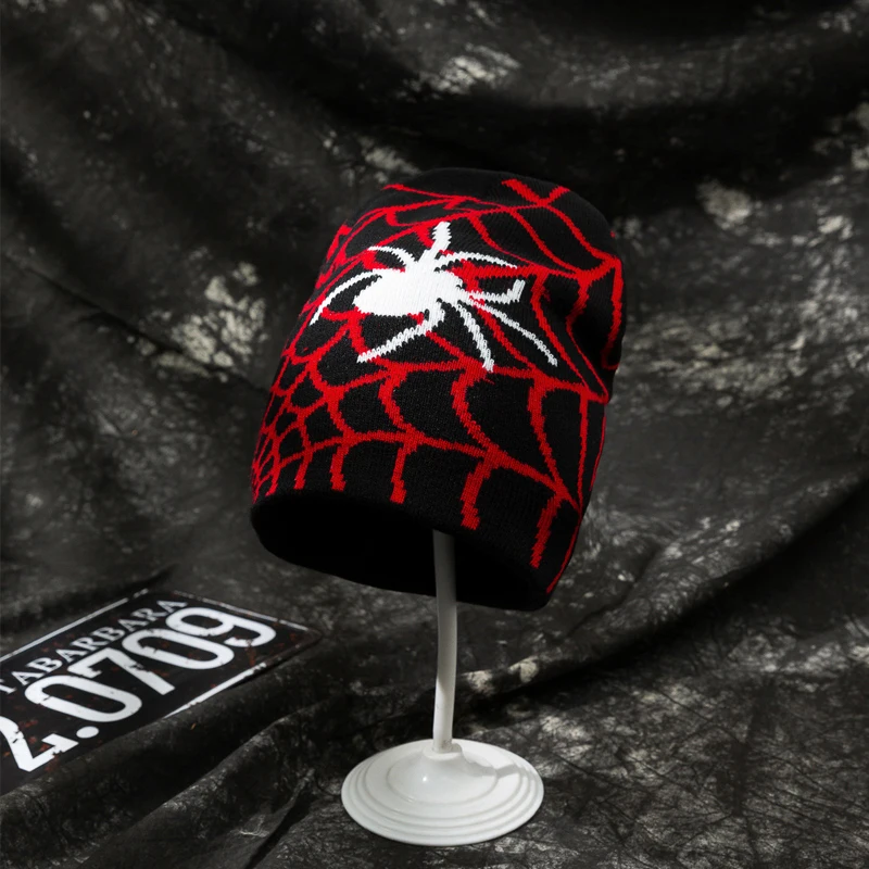 

Spider Web Pattern Knitted Hat Minus Two Beanie Cargo Y2K New Hip Hop Fashion Cold Hats Men's and Women's Warm Dome Jacquard Cap