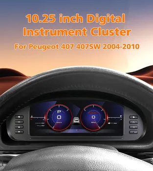 Panel de Instrumentos Digital para Automóvil de 10.25 Pulgadas para Peugeot 407 407SW 2004-2010, Velocímetro, Indicadores, Pantalla HD de 1920*720 1