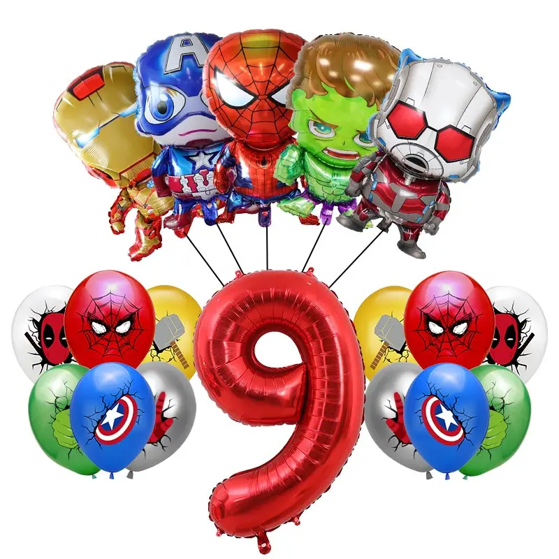 thumbnail image 1 of Juego de vajilla para decoración de fiesta de cumpleaños de Los Vengadores, mantel, vasos de papel, platos y globos de Iron Man, suministros para cumpleaños de bebé, 1 of 5